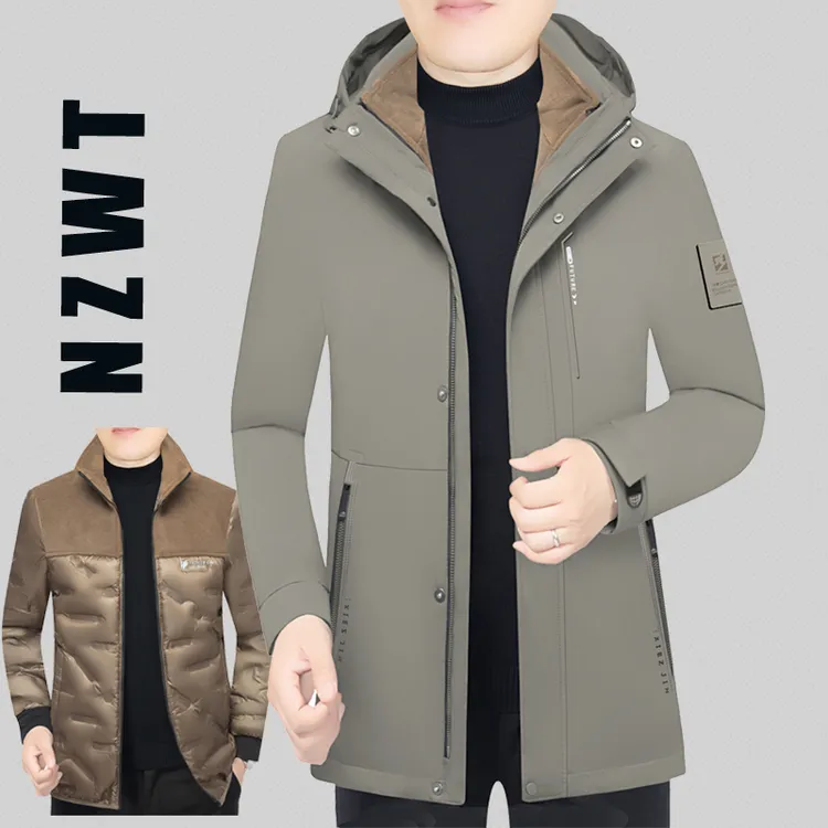 可脱卸内胆羽绒服男中年冬季加厚鸭绒外套商务男装冬装宽松爸爸装