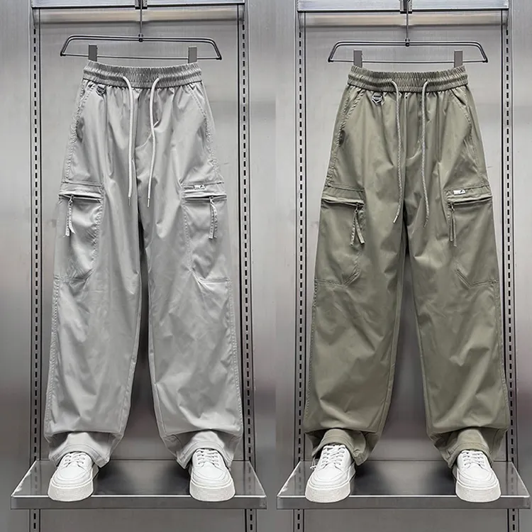 潮牌2025春夏季薄款痞帅工装裤男士宽松直筒裤青年户外速干休闲裤