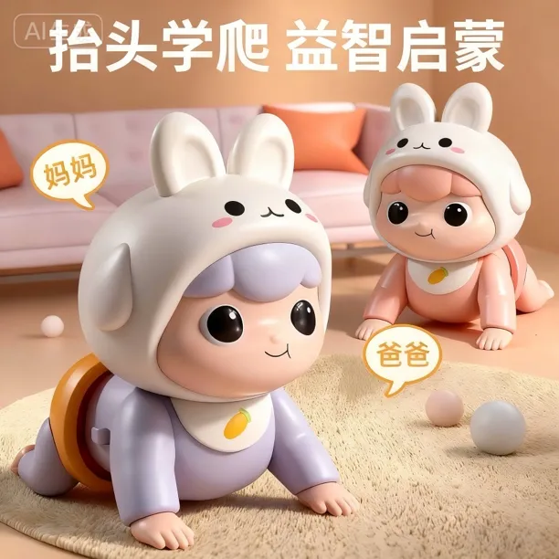 婴儿爬行玩具宝宝练爬神器电动学爬爬娃娃引导幼儿0一1岁练习抬头