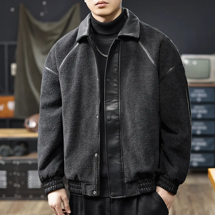 MR.MUDI/穆迪先生美式复古白鸭绒拼接羽绒服男冬季保暖摇粒绒外套