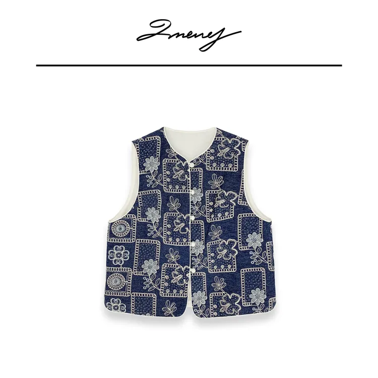 LMENY清风雅~重工绣花亮片提花马甲女25AW005