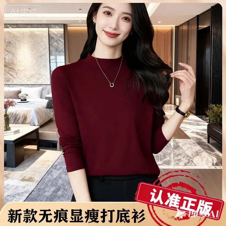 2024新款安可拉红打底衫女春秋冬高品质内搭高级感修身网红长袖上