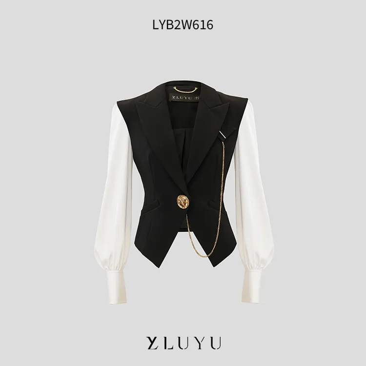 LUYU鲁遇小众设计师款时尚百搭轻奢气质V领衬衫外套LYB2W616