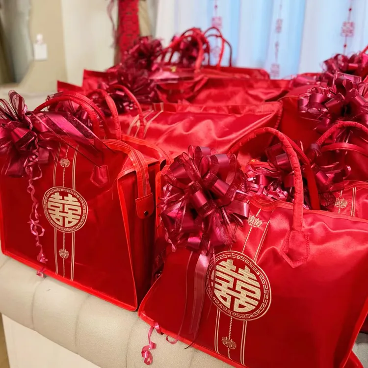 结婚喜字手拉花女方陪嫁用品绑带婚礼婚车队彩带装饰红丝带蝴蝶结