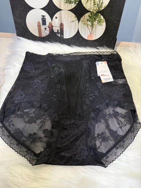 高腰蕾丝收腹内裤三条装