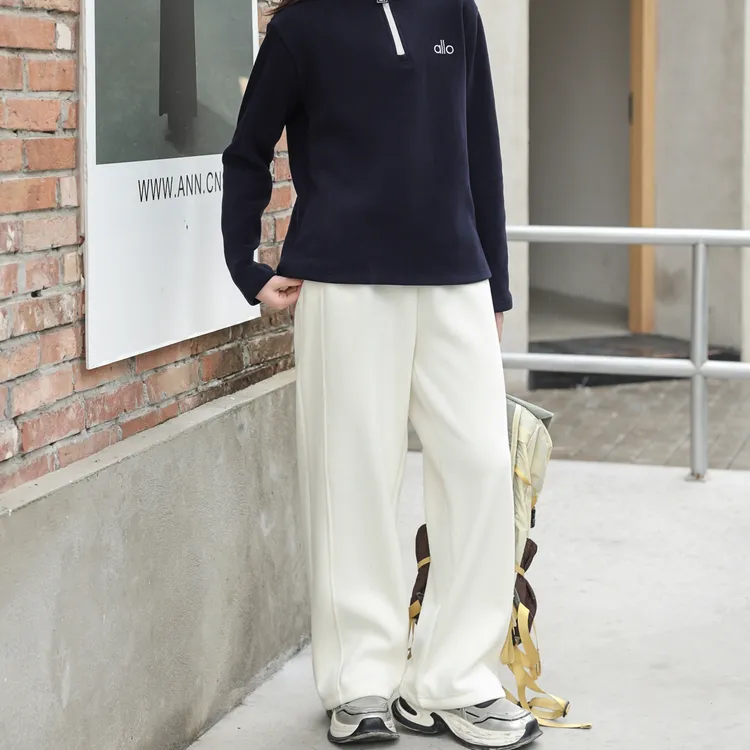 女大童秋冬新款抽绳垂感松紧腰百搭加厚休闲卫裤加绒