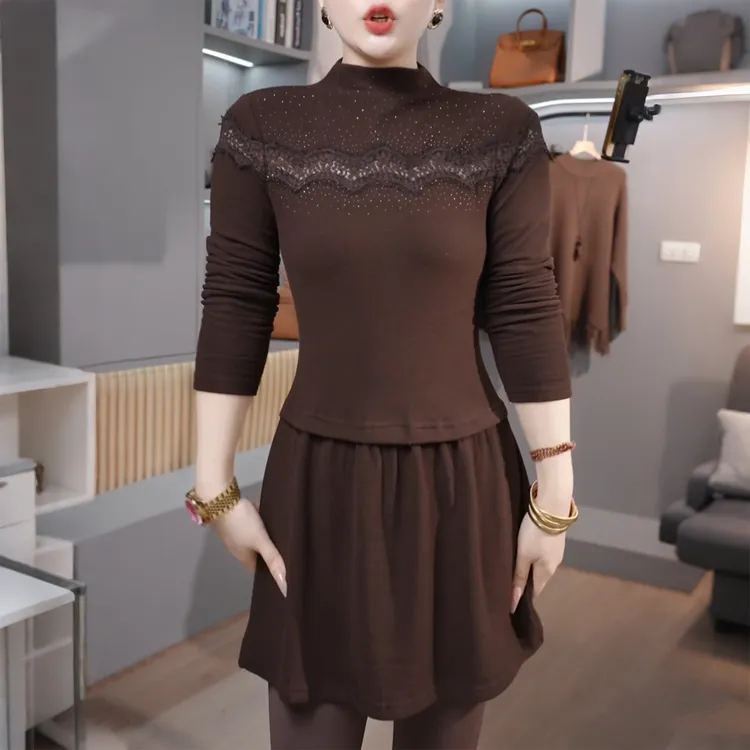 设计感镂空拼接打底衫女士秋冬季新款高级独特洋气中长款T恤上衣