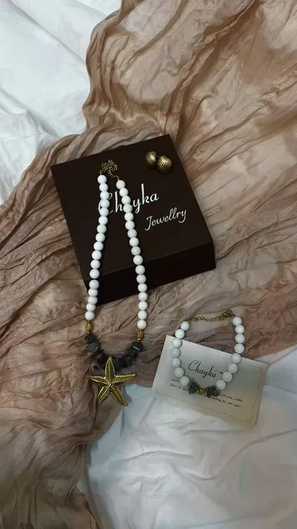 铜合金贝壳项链 时尚贝壳三件套项链