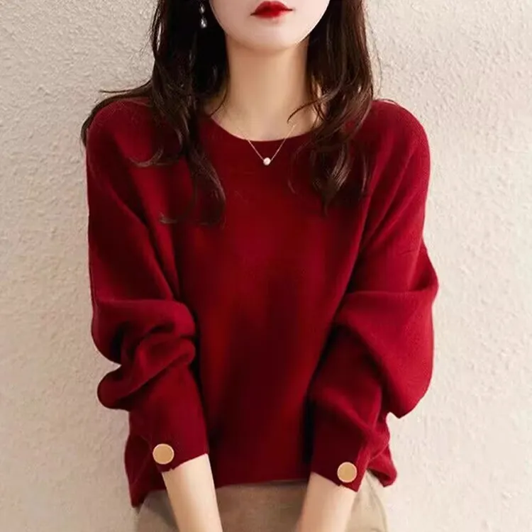 红色毛衣女秋冬2025新款爆款爆款时尚洋气针织打底衫大码显瘦上衣