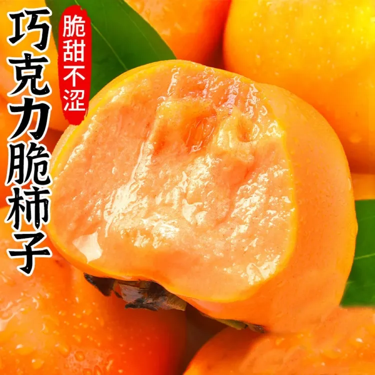 巧克力脆柿子 脆甜柿子纯甜农家新鲜无核当季水果冰糖心脆柿