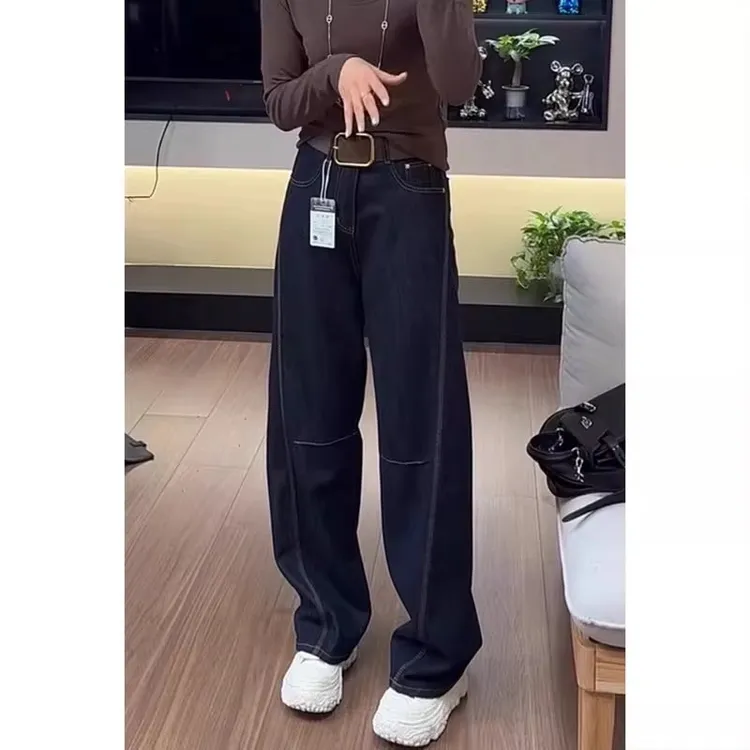 牛仔弯刀裤女2025年新款时尚高腰显瘦秋冬季百搭香蕉裤宽松阔腿裤