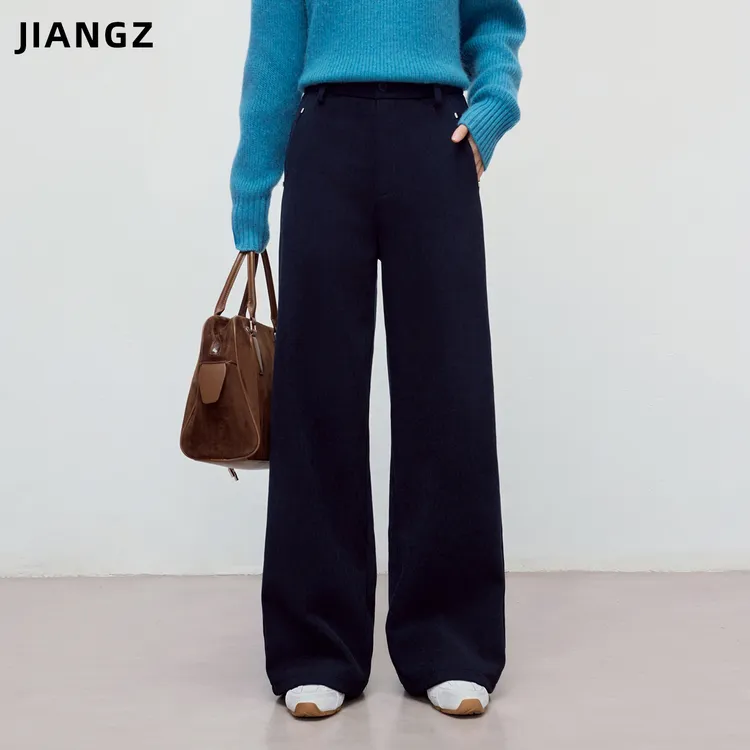 江洲【神裤】加绒加厚保暖秋冬新款高腰显瘦极简风设计款直筒休闲裤