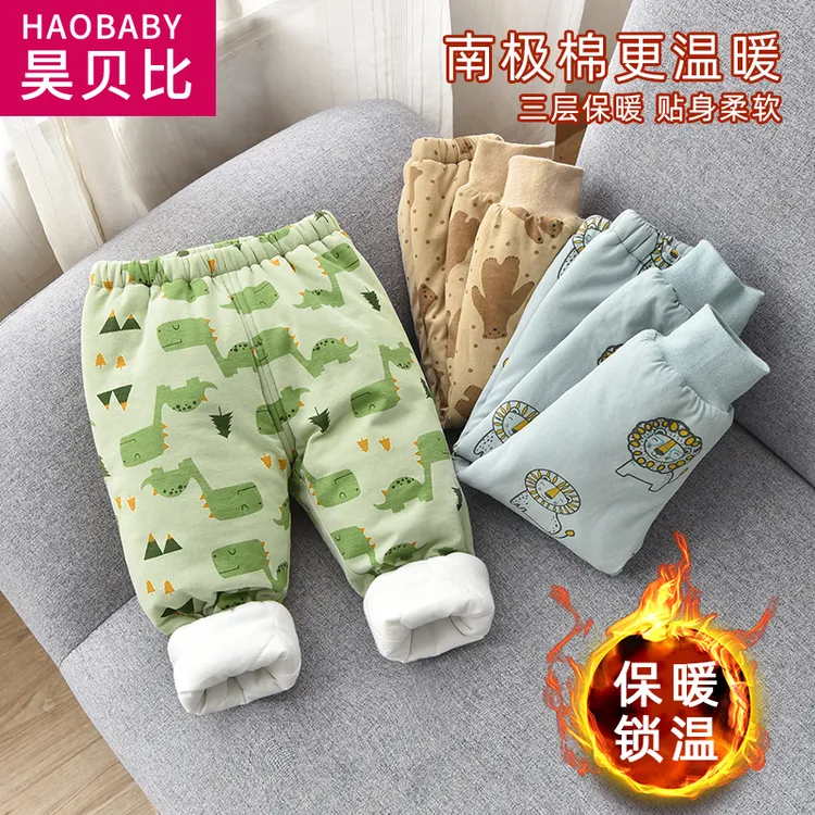 儿童棉裤冬款宝宝纯棉裤子外穿婴儿冬天可开档打底裤保暖裤锁温