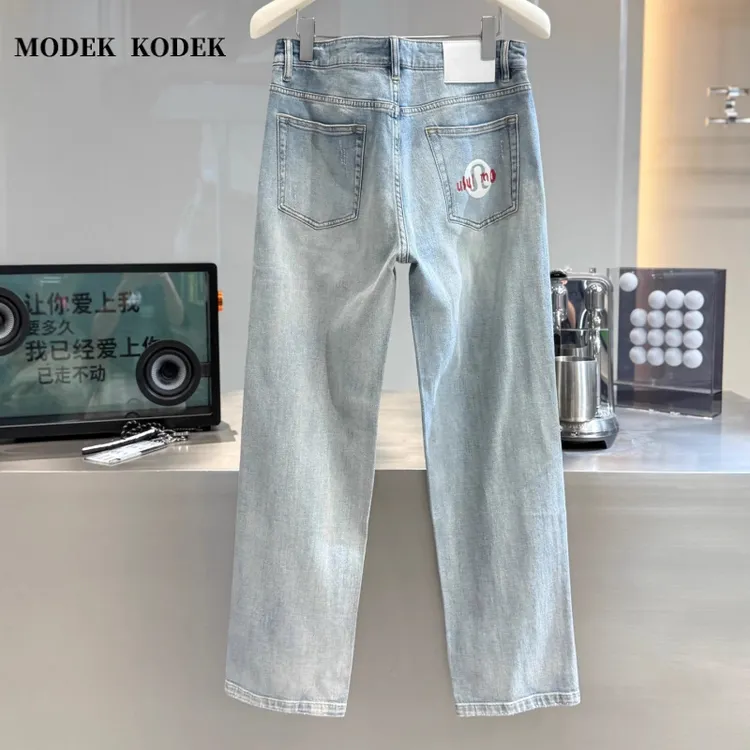 MODEK KODEK高品质潮牌休闲直筒宽松牛仔裤男士夏季百搭复古长裤