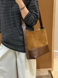 韩系简约复古磨砂腋下包包女2025新款百搭子母包单肩手提包