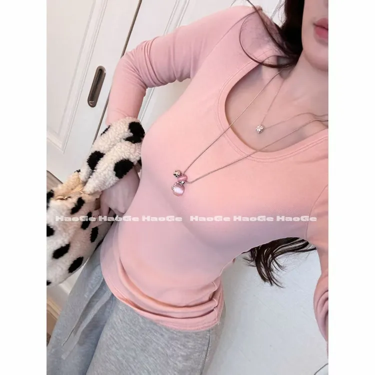 浩哥严选●上衣预HGQ5SY3561A百搭长袖显瘦修身秋冬保暖日常纯色款