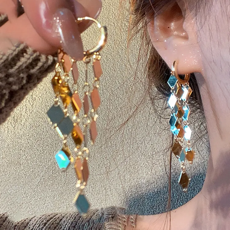 美貌出圈 金色流苏耳环女气质轻奢小众显脸小耳钉独特耳饰2221