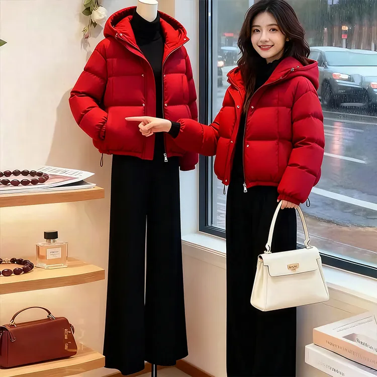 韩版两件套搭配2025秋冬新款女连帽棉服外套加厚保暖休闲裤套装