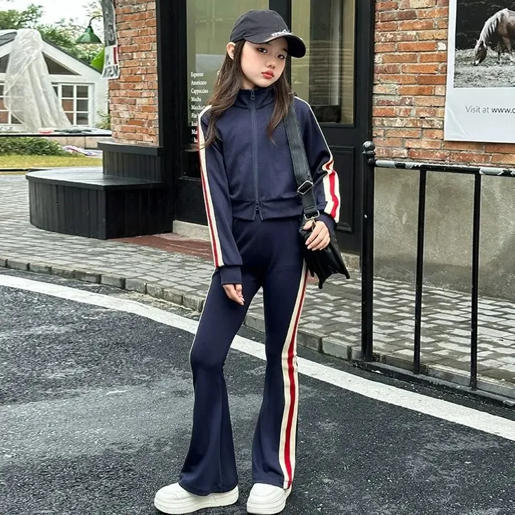 正品巴拉巴拉中大儿童春季新款时髦炸街运动风套装女童春秋夹克喇