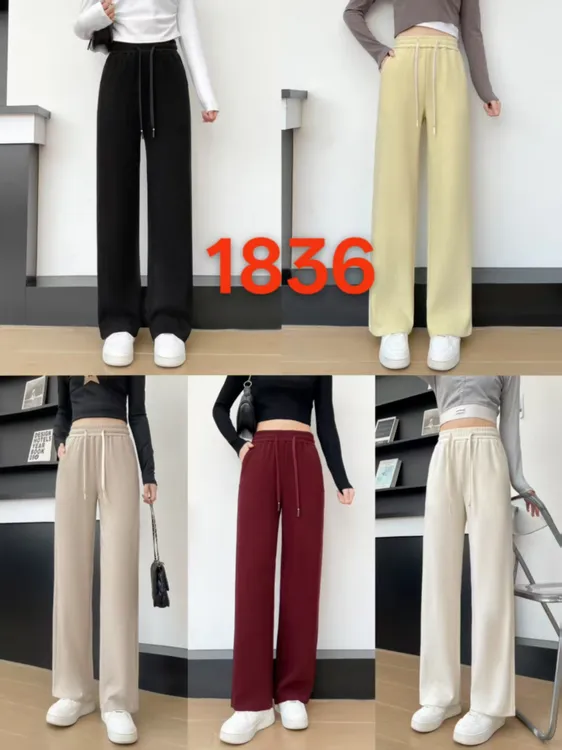 秋季新款垂感松紧直筒裤休闲裤阔腿裤显瘦直筒裤