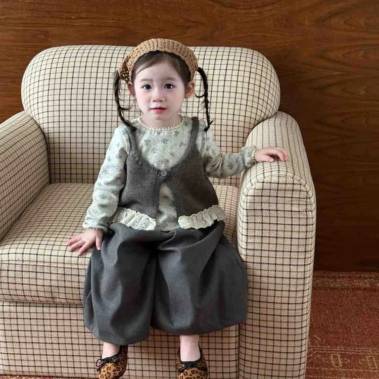 2025童装女童马甲套装秋款秋季新款洋气韩版时髦儿童娃娃衫三件套