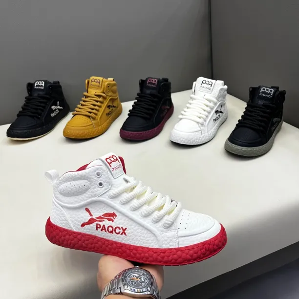 男士秋冬单棉同款时尚休闲鞋皮面系带舒适百搭运动鞋拼色保暖潮鞋