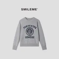 3-SMILEME【来自星星的你】“100%棉”休闲慵懒风圆领卫衣R5376052
