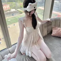 「可爱小天使」性感纯欲风聚拢带胸垫蕾丝网纱吊带睡裙女夏季家居