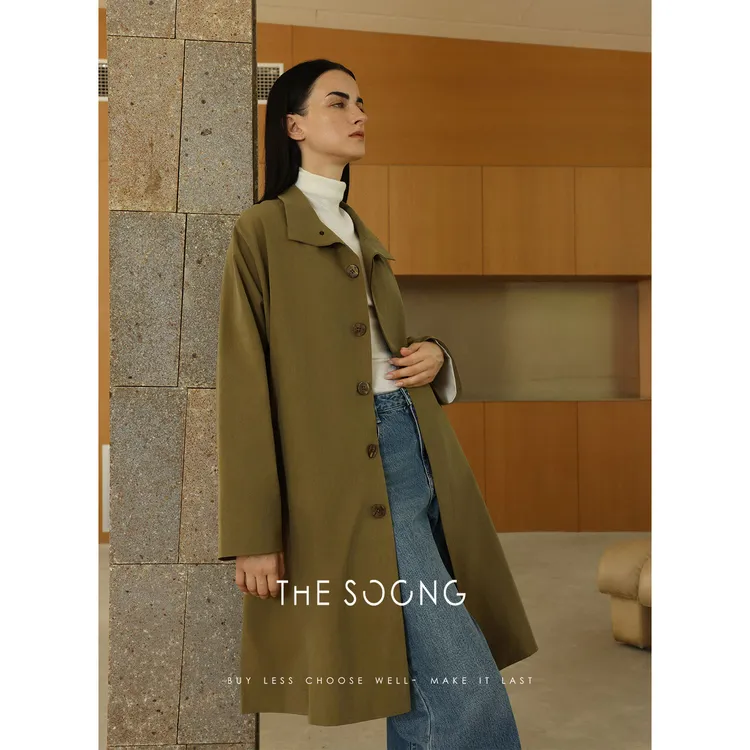 THESOONG|简约直筒中长款外套女开衫百搭休闲宽松秋季款HWFY7654