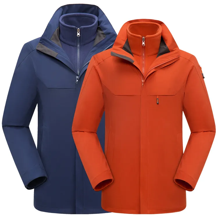 秋冬男女冲锋衣两件套登山服可拆卸三合一滑雪服外套潮流户外穿搭