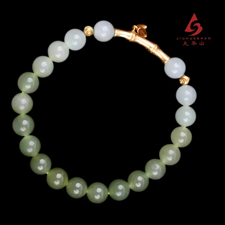九华山《竹影清风》和田玉渐变手串20