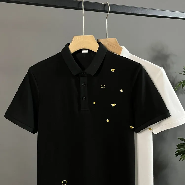 夏季珠地棉男士短袖Polo衫潮流刺绣小蜜蜂轻奢百搭修身翻领25011