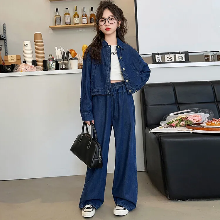 女大童春装牛仔套装