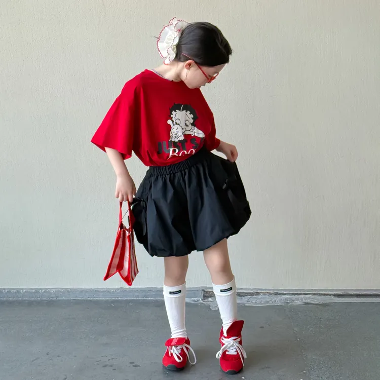 LJ-71816-童装女童裤子短裤2025夏季新款韩版花苞裤洋气潮童