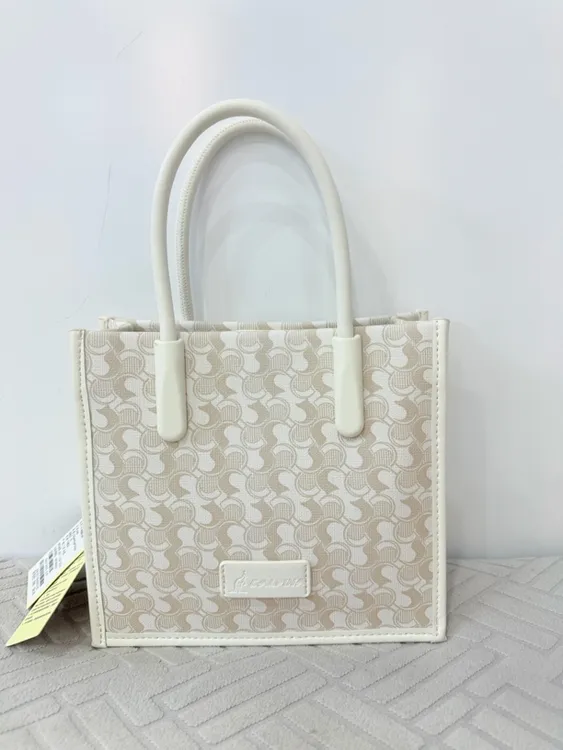 印花单根阿尔皮纳袋鼠托特包单肩包轻奢通勤风大托特手拎包白色