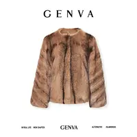 玖着“马丁尼”S@gafurs皇冠级天鹅绒短二獨特咖啡十字水貂短外套