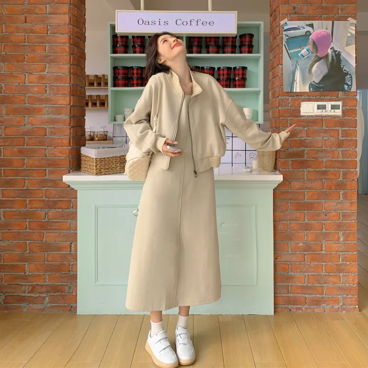 休闲运动慵懒风卫衣背心裙2025春秋新款韩系ins风松弛感显瘦套装