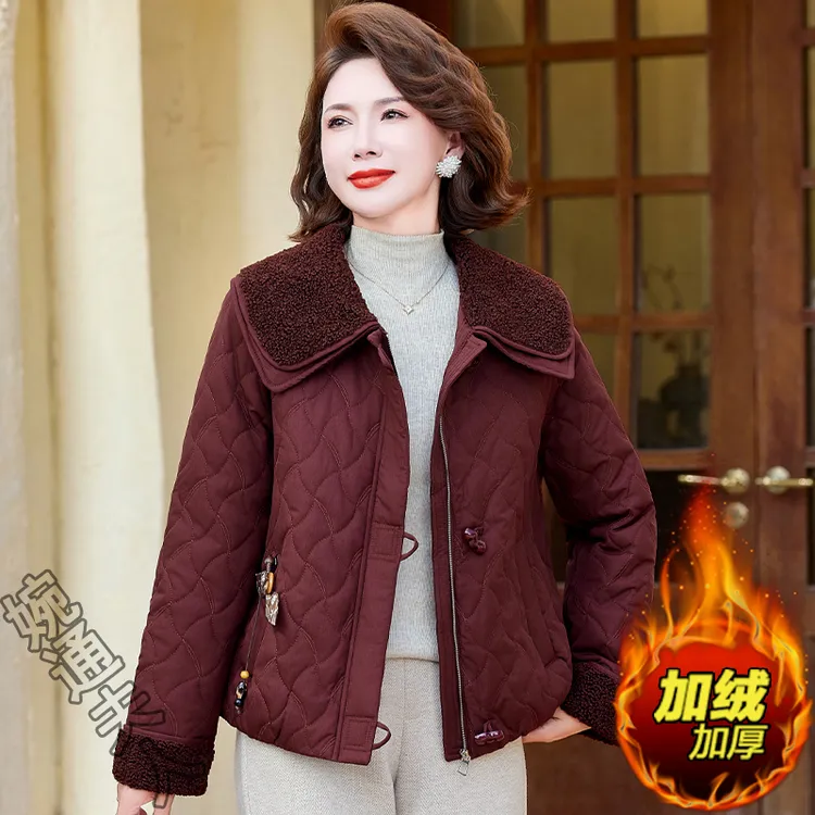 妈妈秋冬外套时尚小香风棉服2025新款中老年冬装轻薄棉衣小棉袄女