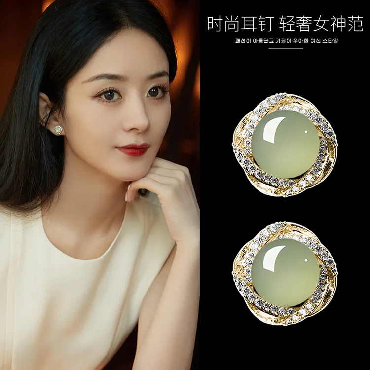 925银耳饰 国风复古气质耳钉女2025新款爆款中式耳环冰种原石耳坠