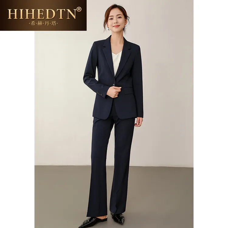 正装套装女藏青色职业西装外套春秋季国考公考面试西服工装工作服