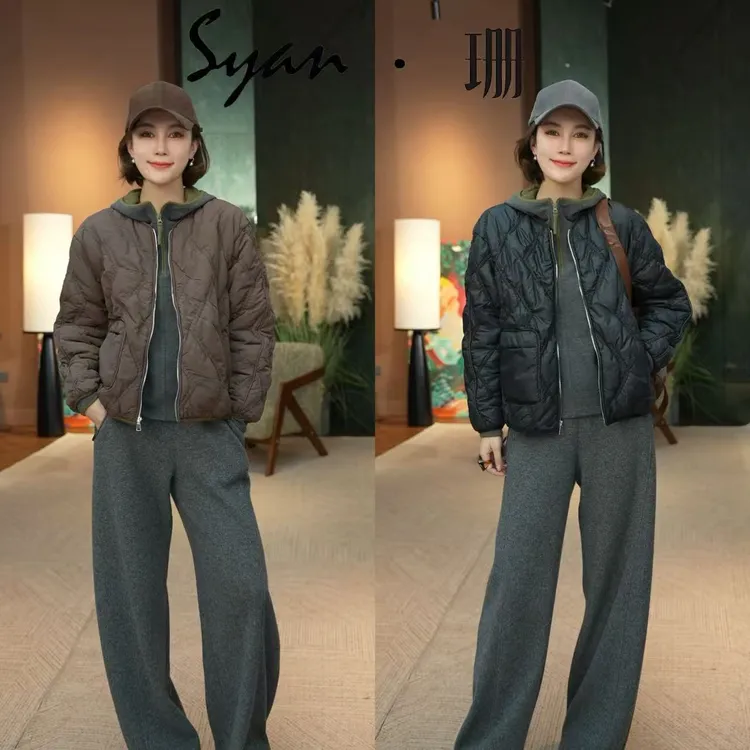 Syan【复古冬日】秋冬新款线形格保暖休闲百搭设计师款外套