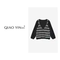 QIAO YIN"两件套“秋季短款长袖薄款时尚宽松衬衫QY28403