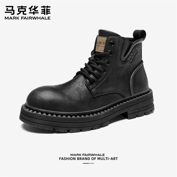 马克华菲马丁靴男款靴子2025新款男鞋冬季加绒棉鞋男士冬鞋雪地靴
