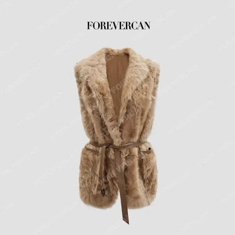 FOREVERCAN“庞贝手记”客定小湖羊皮毛一体皮草马甲 FC57472