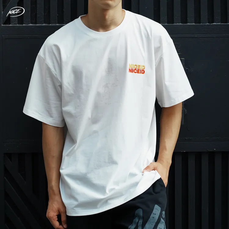 NICEID NICE双色大LOGO索罗娜运动T恤圆领短袖美式宽松小领口男女