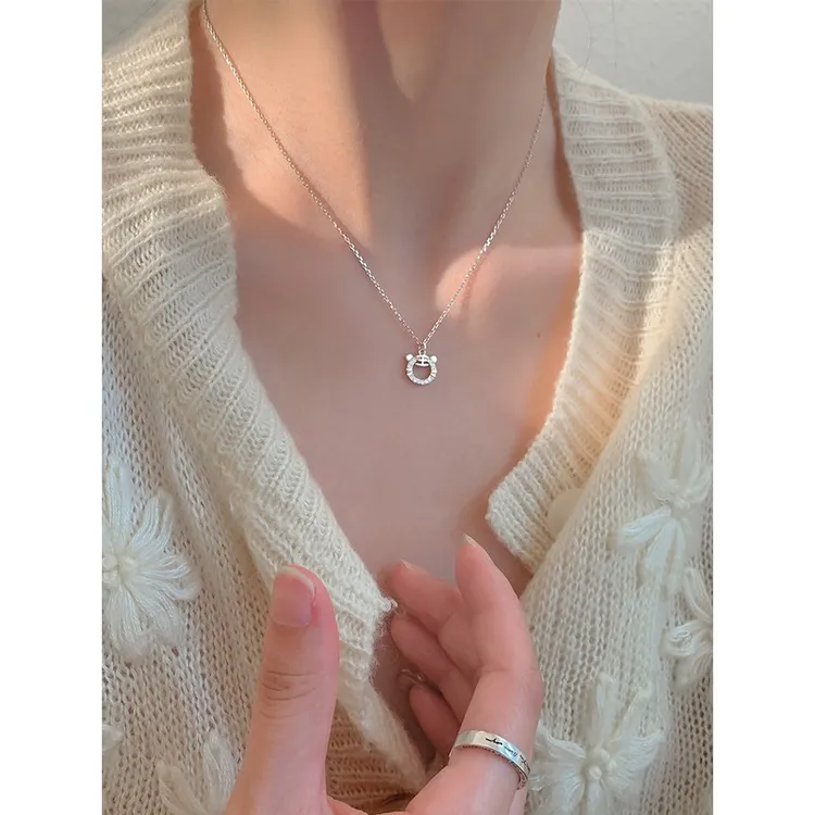 吊坠足银莫桑石 9999银小虎吊坠项炼新风格简单的锁骨炼小众设计