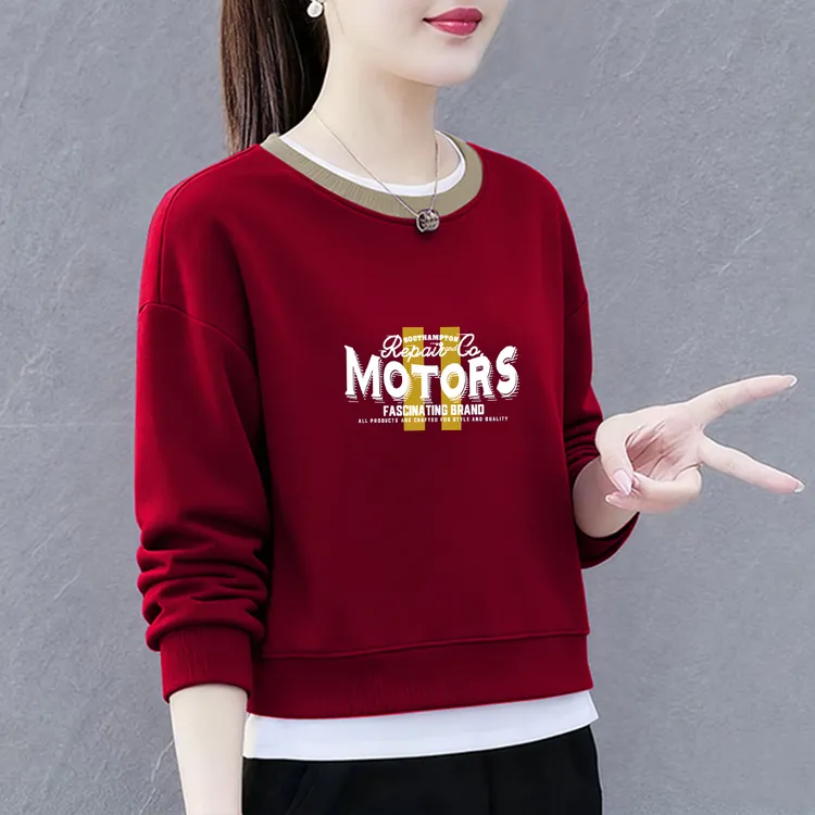 百搭加厚秋冬款卫衣女高档圆领字母华棉显瘦洋气外穿上衣轻松舒适