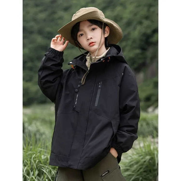 男童春秋装三合一工装冲锋衣外套2025新款儿童春季三防加厚可拆卸