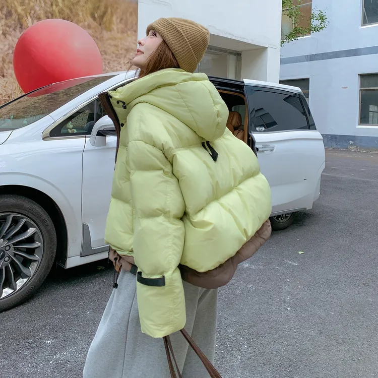 羽绒服女2025冬季新款小个子短款韩版宽松学院风减龄白鸭绒面包服