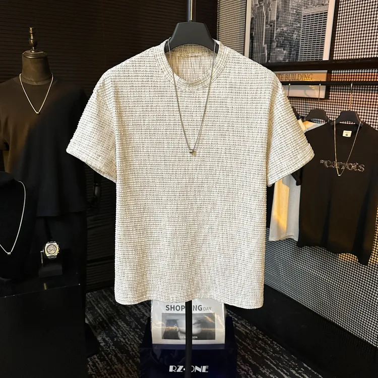 夏季立体纹理感撞色扎染设计短袖百搭休闲冰感棉圆领T恤